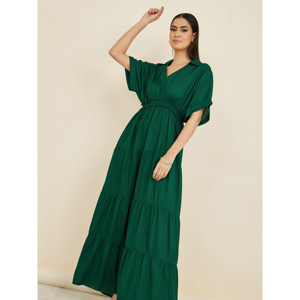 فستان طويل باكمام مطوية-women-clothing-dresses-image-2