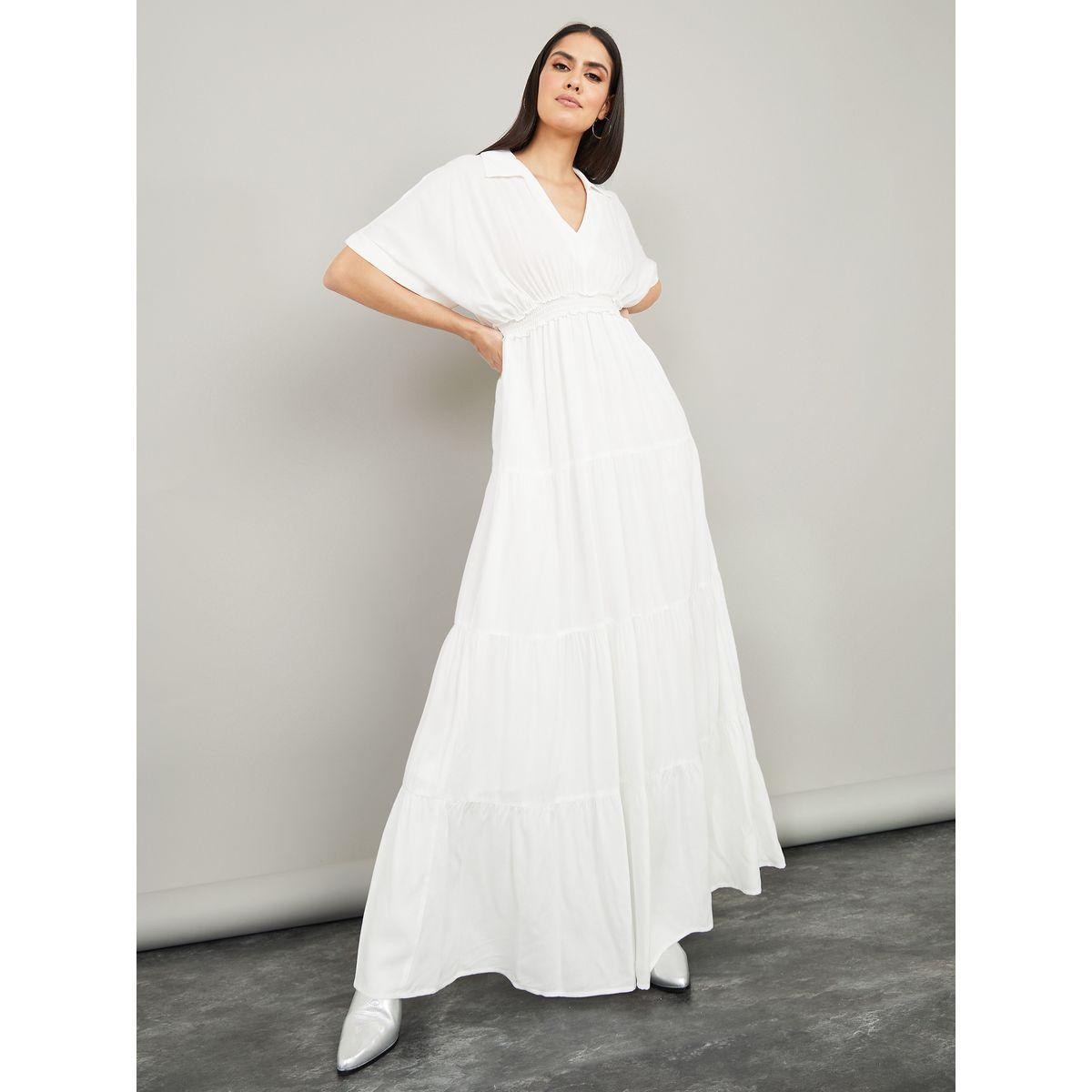 Styli Short Sleeves Collared A-Line Tiered Maxi Dress-women-clothing-dresses-image-1
