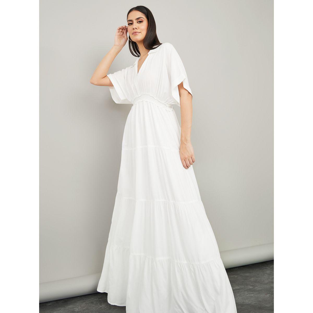 Styli Short Sleeves Collared A-Line Tiered Maxi Dress-women-clothing-dresses-image-2
