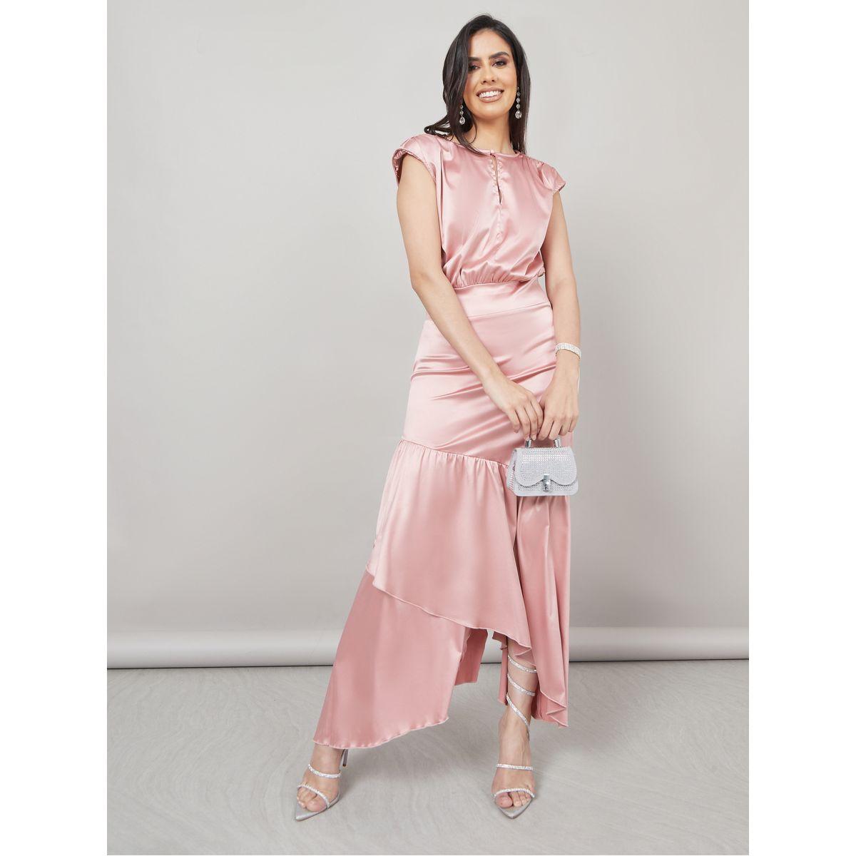 فستان طويل ساتان بحواف مكشكشة-women-clothing-dresses-image-1