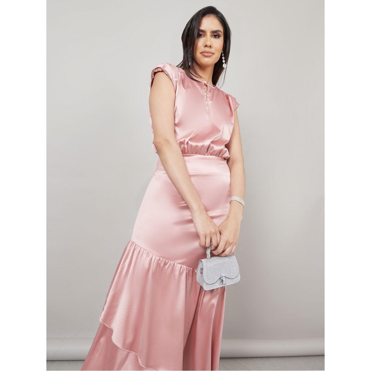 فستان طويل ساتان بحواف مكشكشة-women-clothing-dresses-image-2
