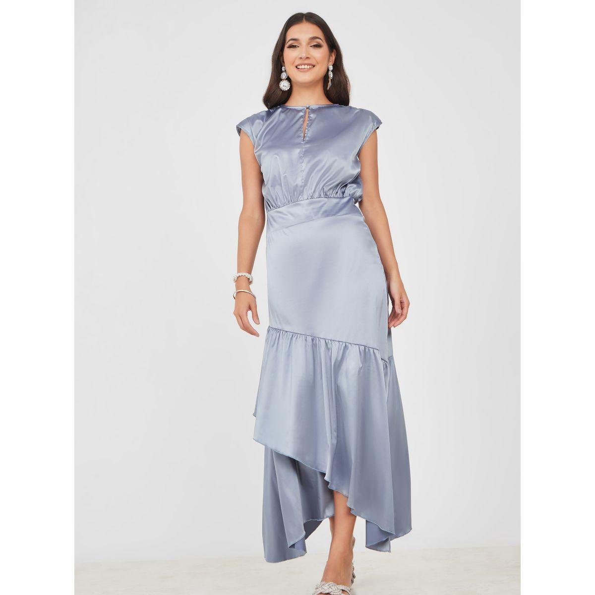 Styli Asymmetric Ruffle Hem Satin Maxi Dress-women-clothing-dresses-image-1