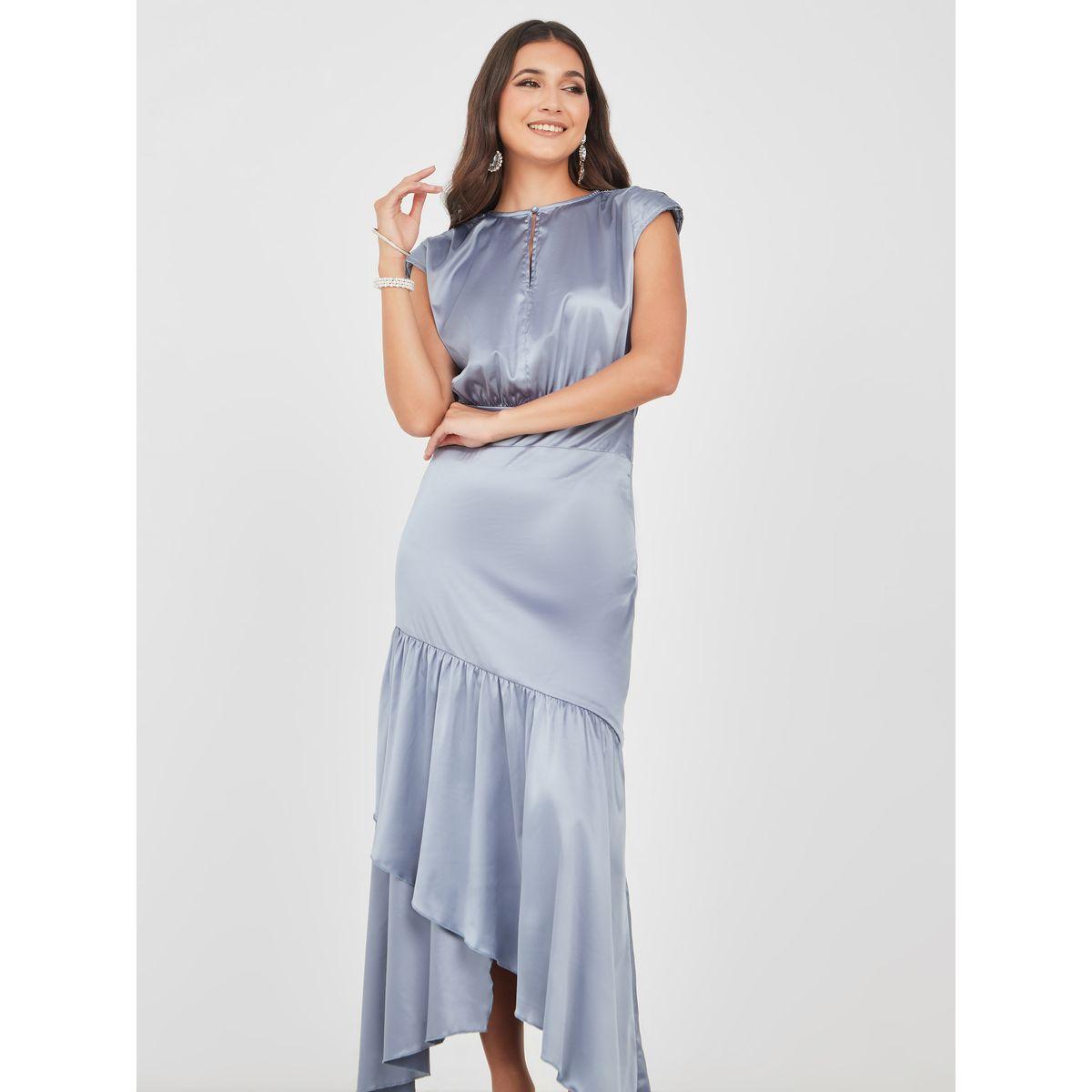 Styli Asymmetric Ruffle Hem Satin Maxi Dress-women-clothing-dresses-image-2