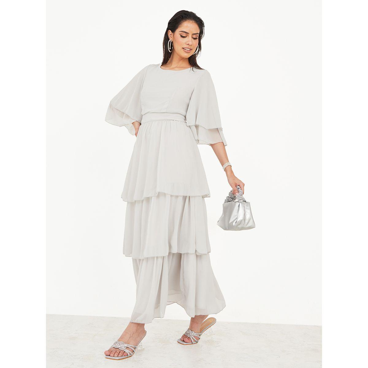 فستان طويل بطبقات وكشكش-women-clothing-dresses-image-2