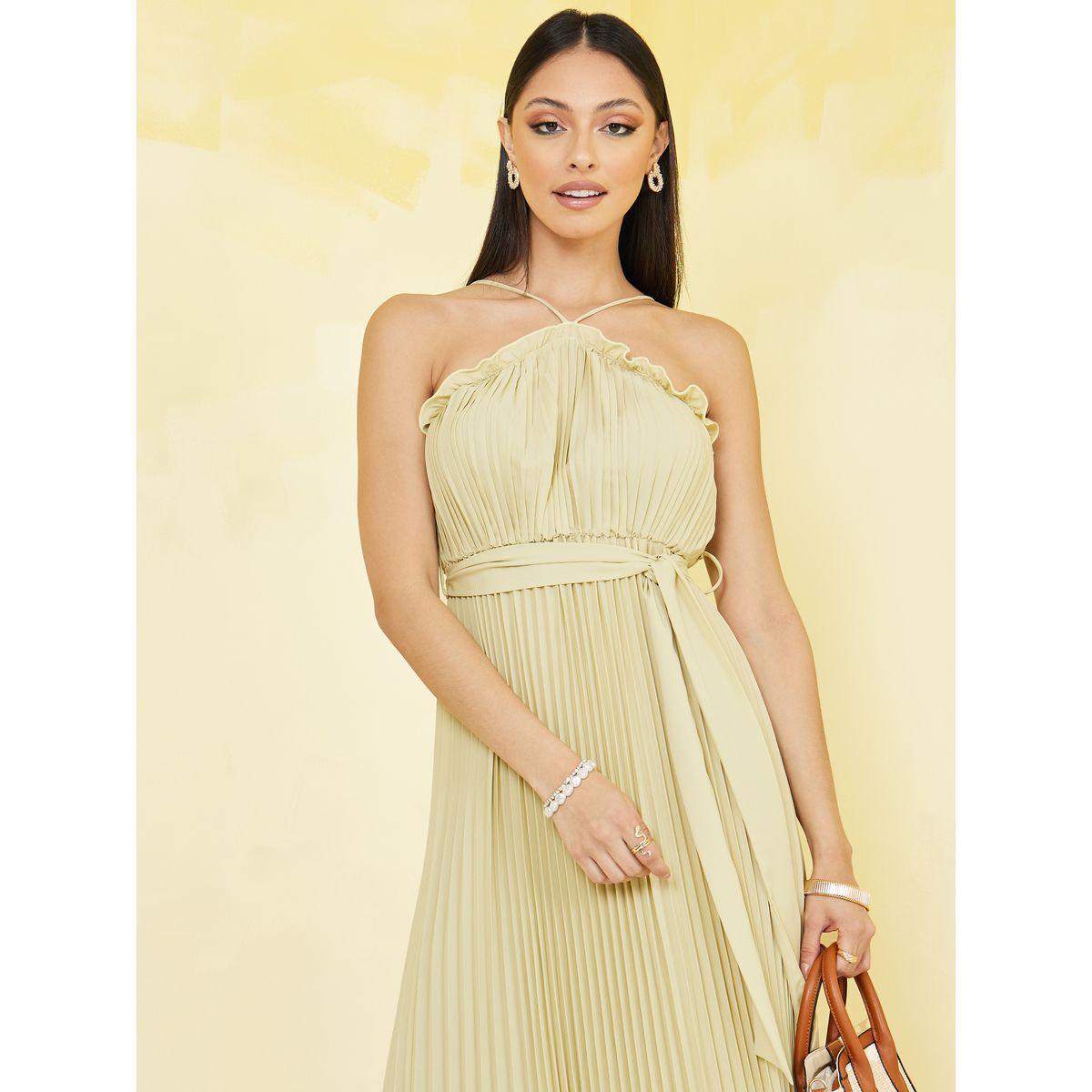 Styli Halter Neck Pleated A-Line Maxi Dress-women-clothing-dresses-image-2