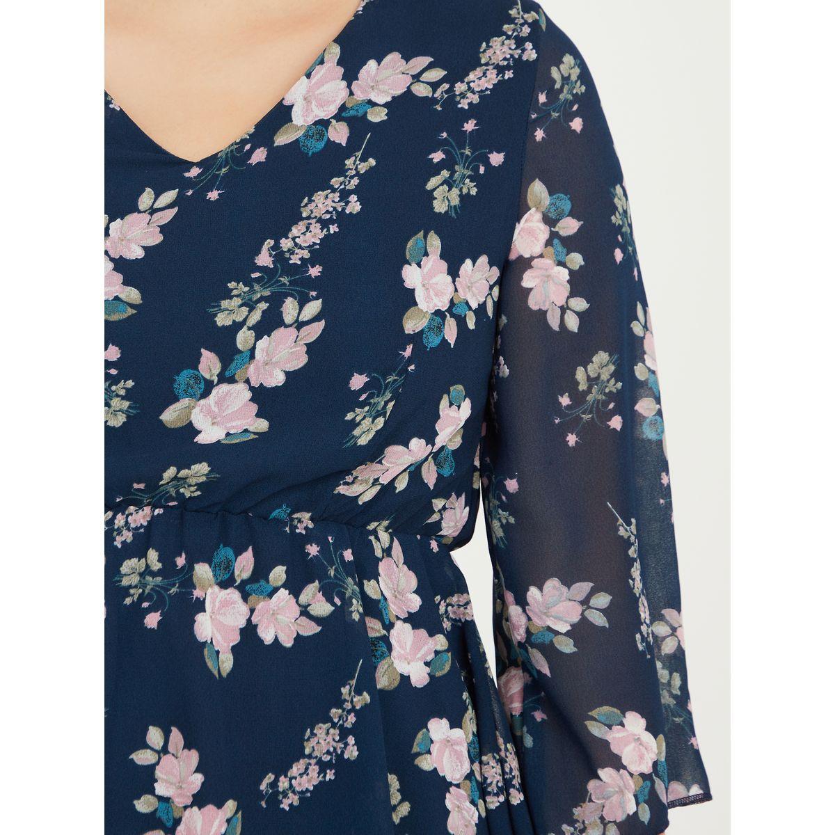 فستان طويل مطبع بزهور وكسرات-women-clothing-dresses-image-3