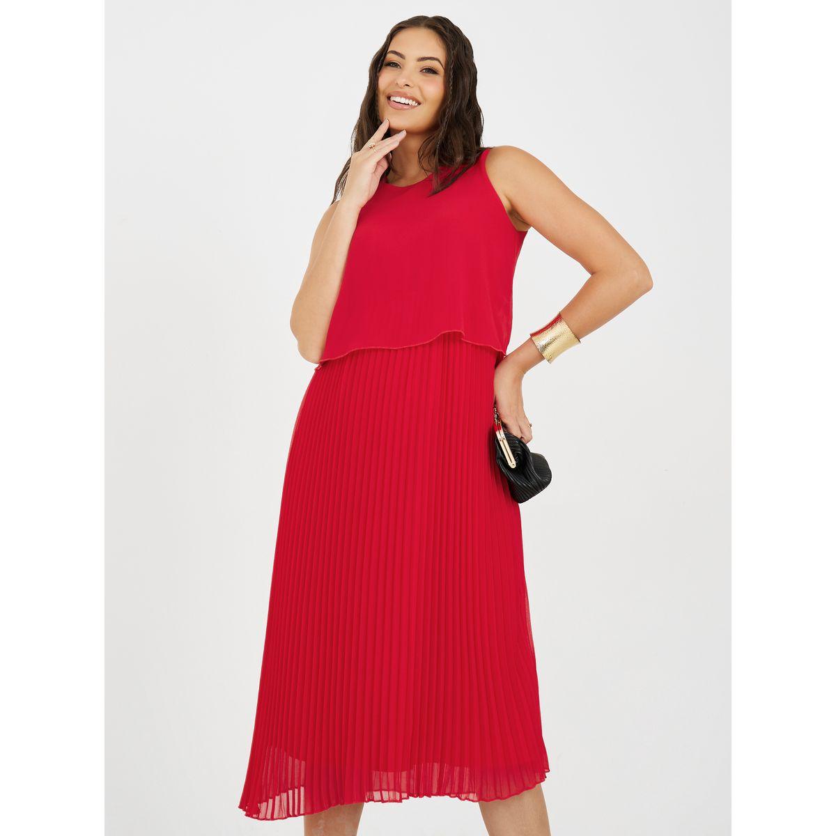 Styli Sleeveless Accordion Pleated Overlay Midi Dress-women-clothing-dresses-image-1
