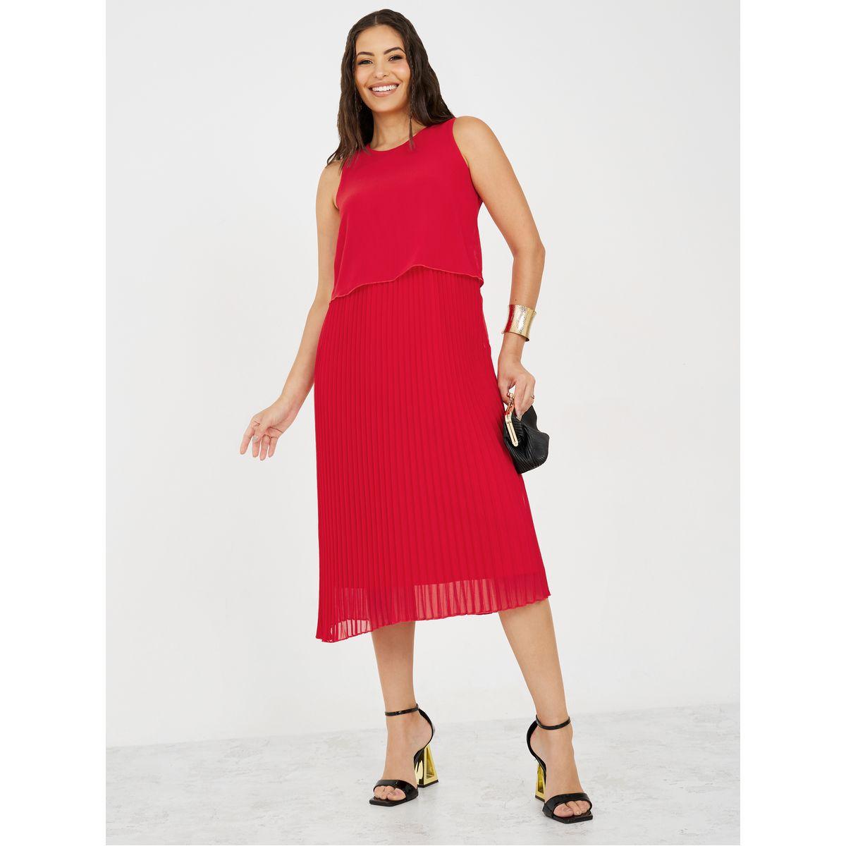 Styli Sleeveless Accordion Pleated Overlay Midi Dress-women-clothing-dresses-image-2