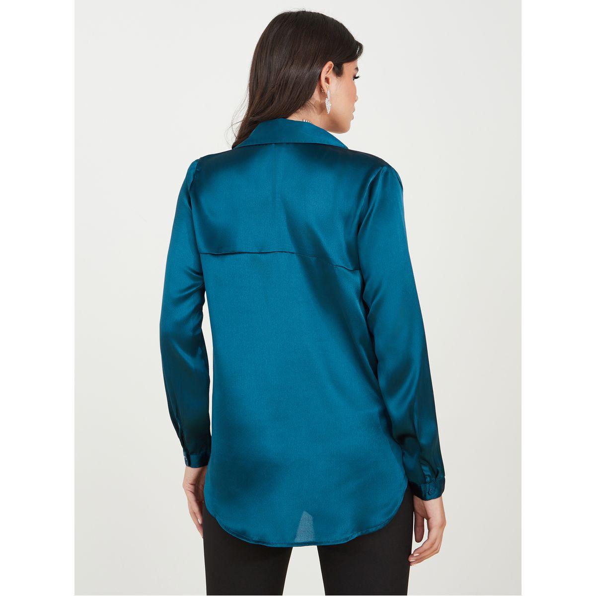 Styli Satin Notch Collar High Low Hem Top-women-clothing-shirtsandblouses-blouses-image-4