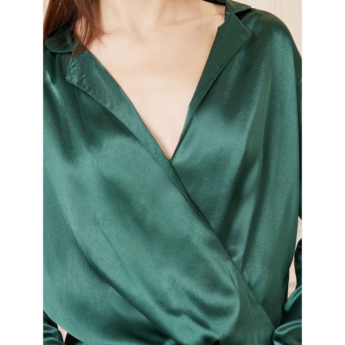 Styli Satin Notch Collar High Low Hem Top-women-clothing-shirtsandblouses-blouses-image-2