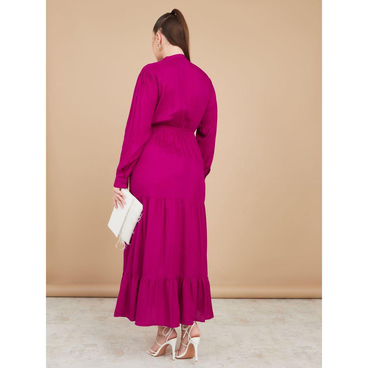 فستان طويل بكسرات وياقة عالية-women-clothing-dresses-image-4