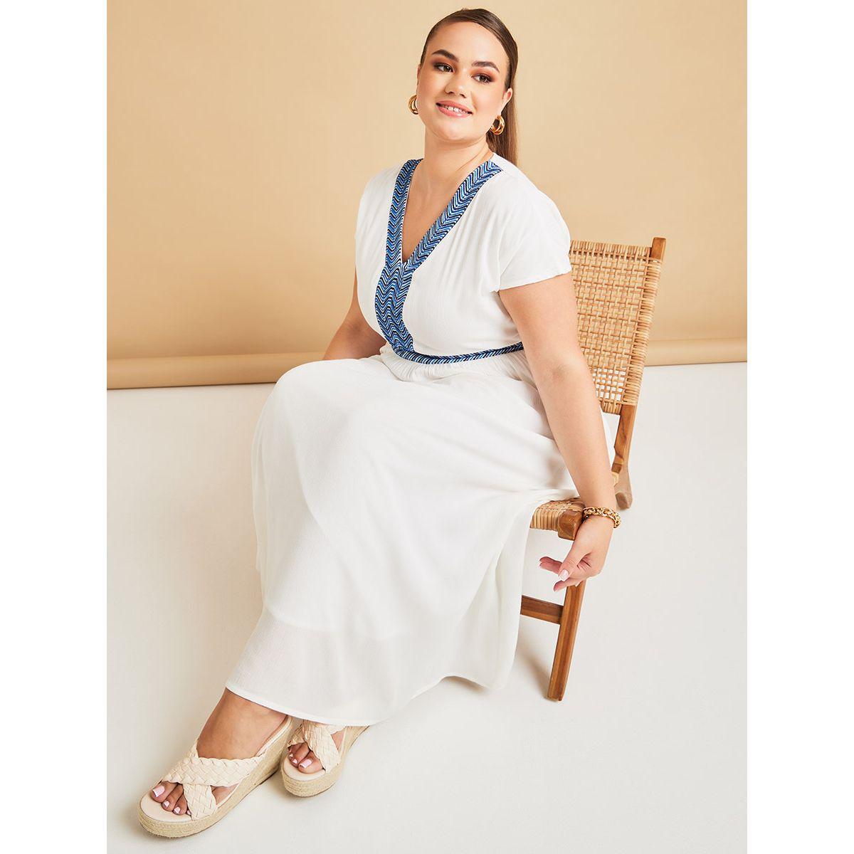 Styli Plus Embroidered Tie Back Detail Maxi Dress-women-clothing-dresses-image-1