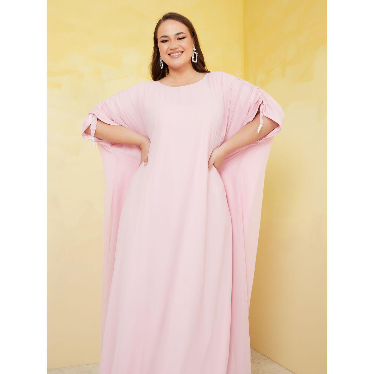 Styli Plus Ruched Sleeve Kaftan Maxi Dress-women-clothing-dresses-image-2