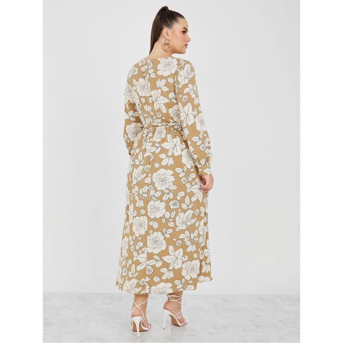 Styli Plus Long Sleeves Floral Print A-Line Maxi Dress-women-clothing-dresses-image-4