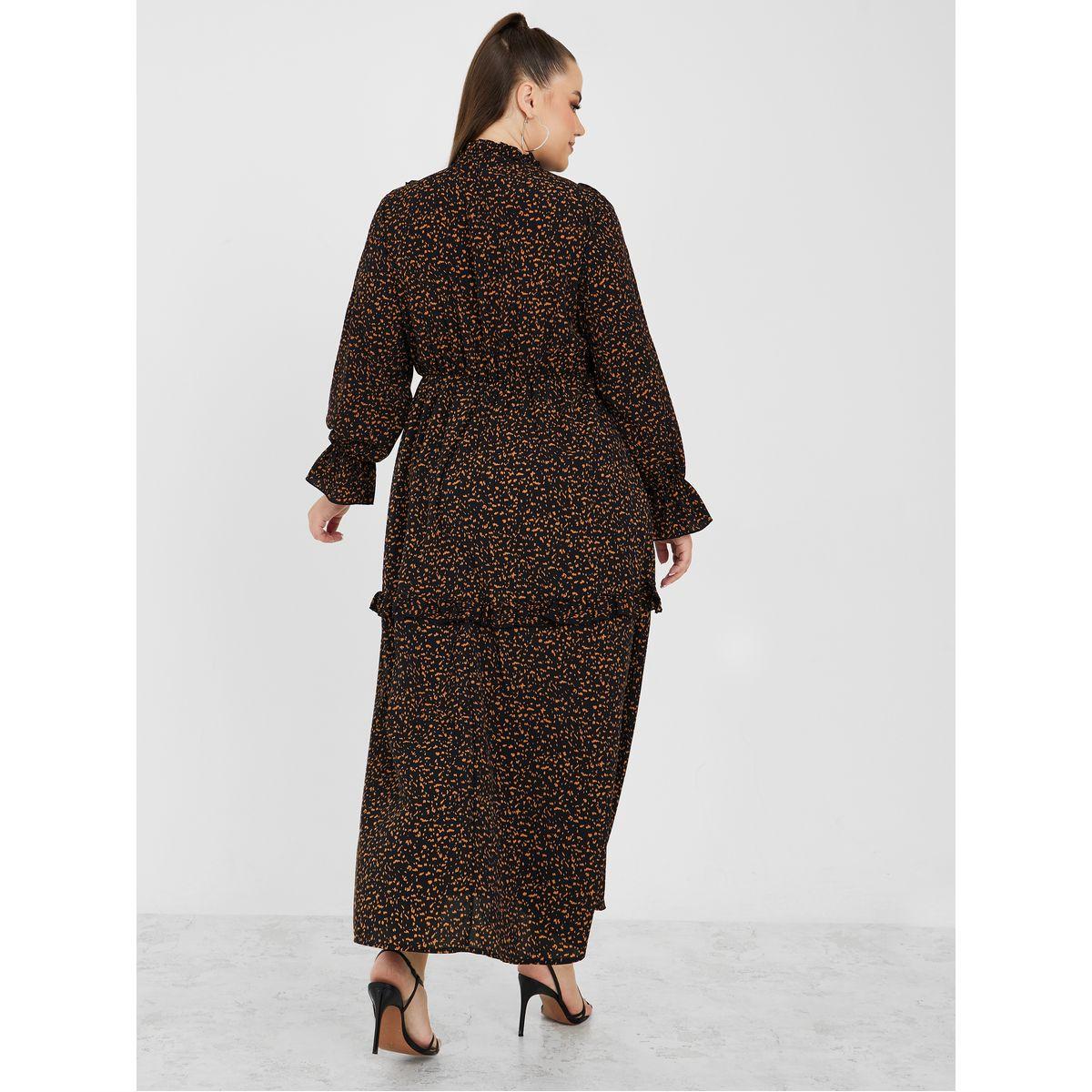 Styli Plus Long Sleeves Ditsy Print A-Line Maxi Dress-women-clothing-dresses-image-4