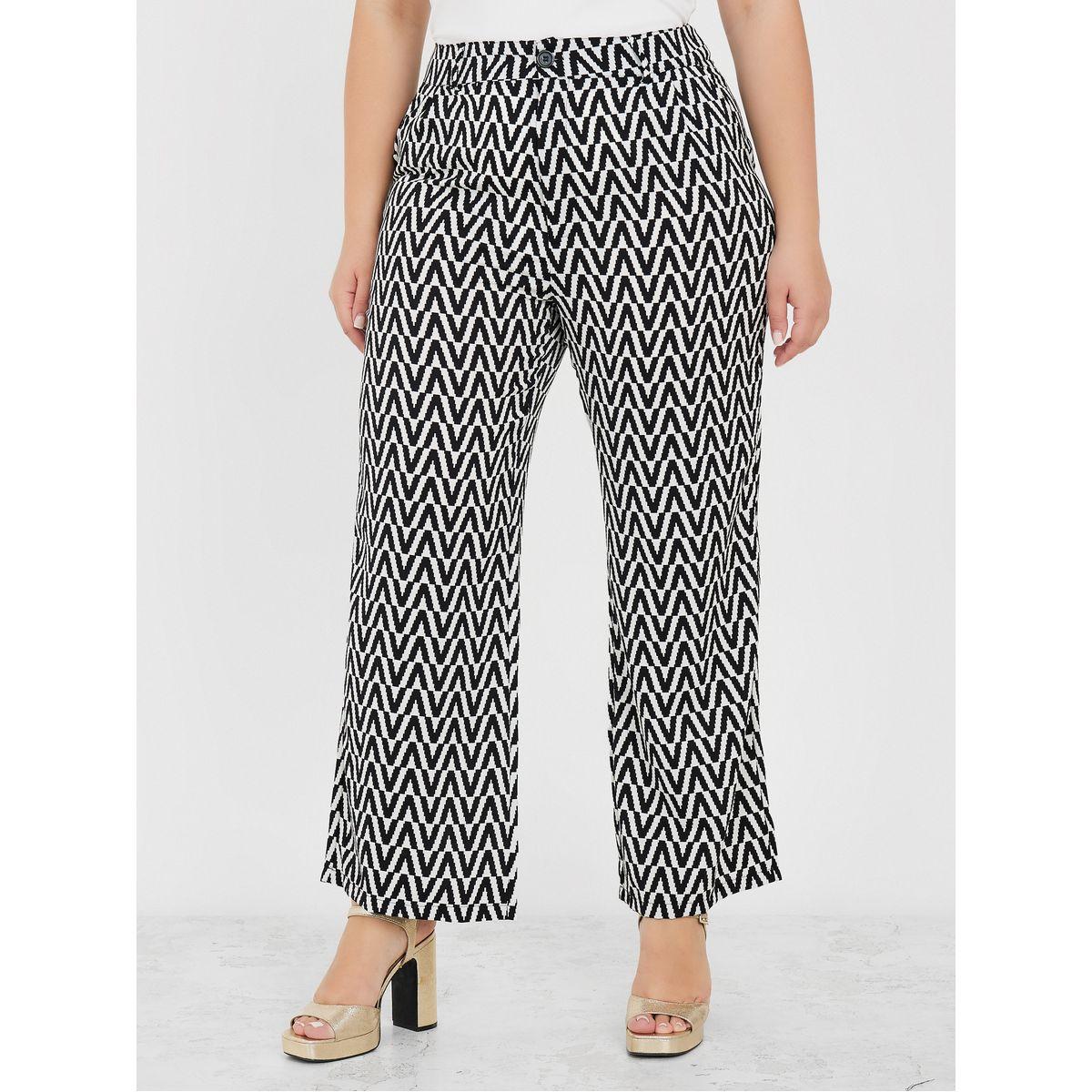 Styli Plus High Waist Aztec Print Wide Leg Trouser-women-clothing-bottoms-trousers-image-1