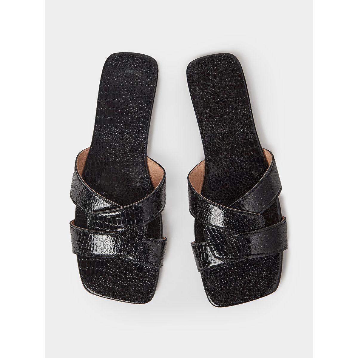 Styli Croc Texture Double Strap Flat Sandal-women-shoes-sandals-flats-image-6