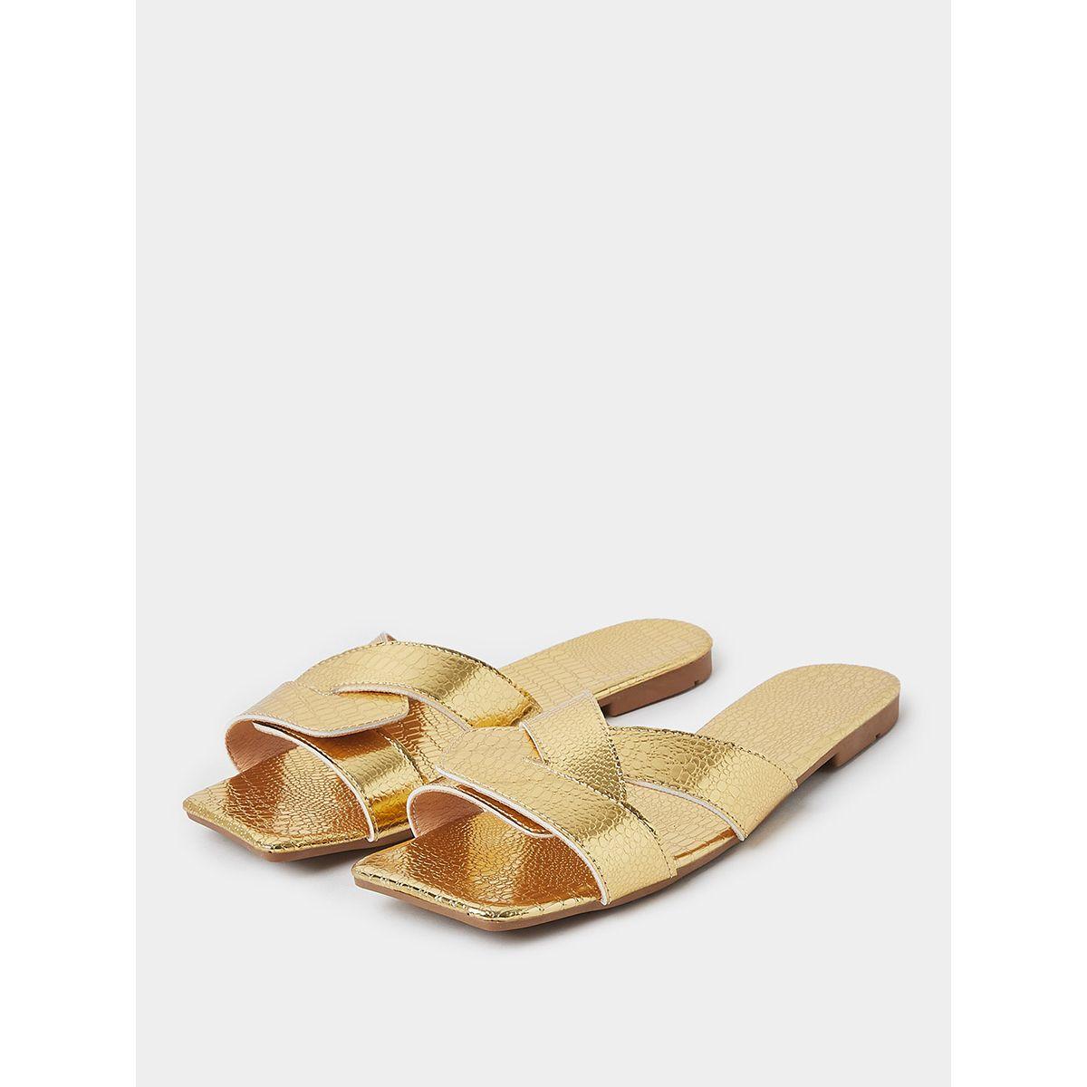 Styli Croc Texture Double Strap Flat Sandals-women-shoes-sandals-flats-image-3