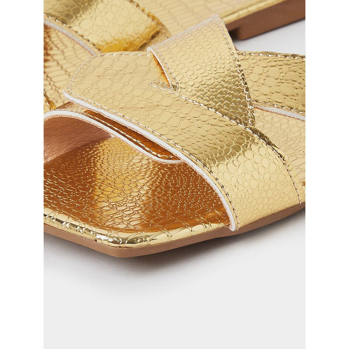 Styli Croc Texture Double Strap Flat Sandals-women-shoes-sandals-flats-image-5