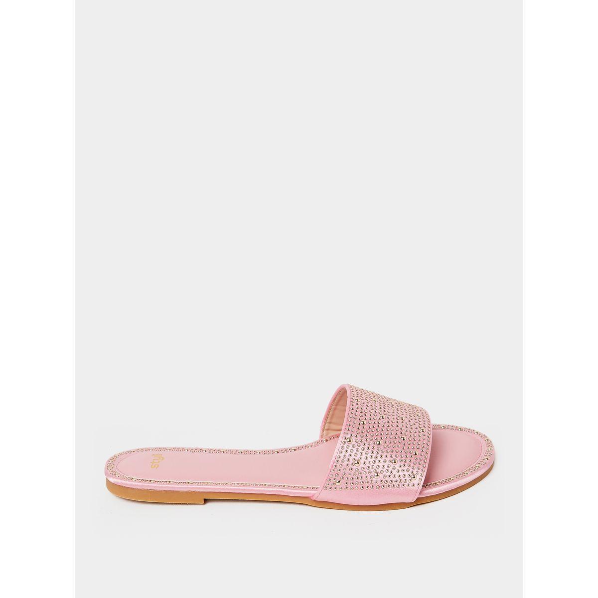 Styli Embellished Wide Strap Flat Sandals-women-shoes-sandals-flats-image-1