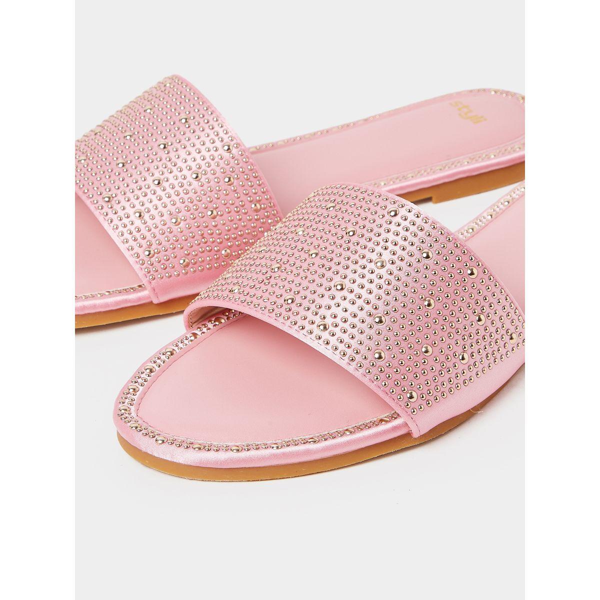 Styli Embellished Wide Strap Flat Sandals-women-shoes-sandals-flats-image-5