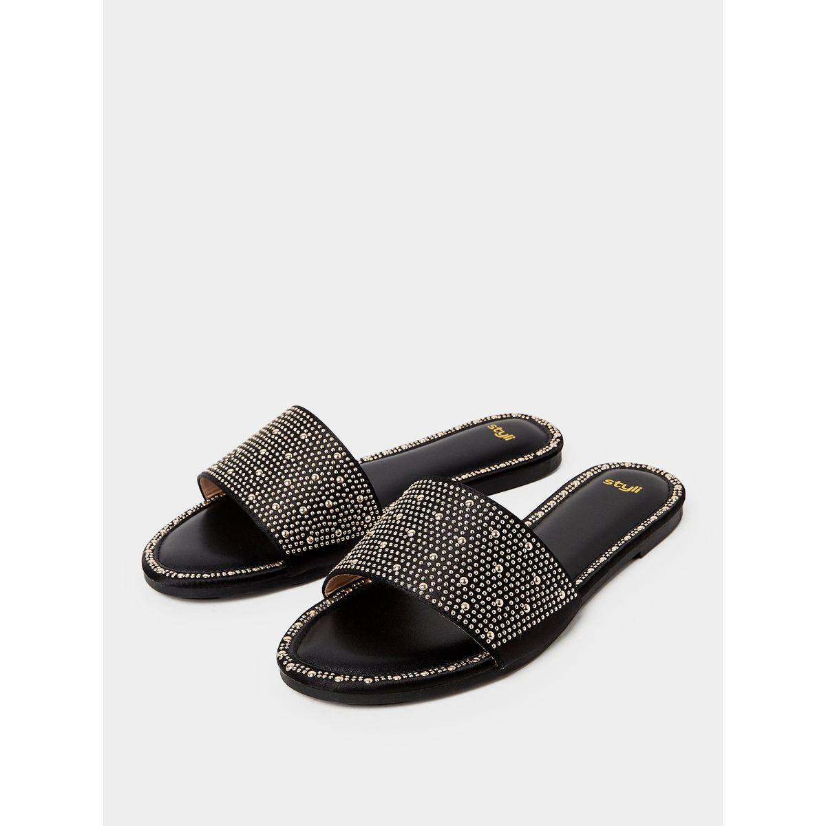 Styli Embellished Wide Strap Flat Sandals-women-shoes-sandals-flats-image-3