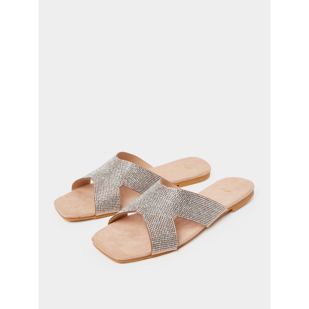 صندل فلات بسيور كروس-women-shoes-sandals-flats-image-3