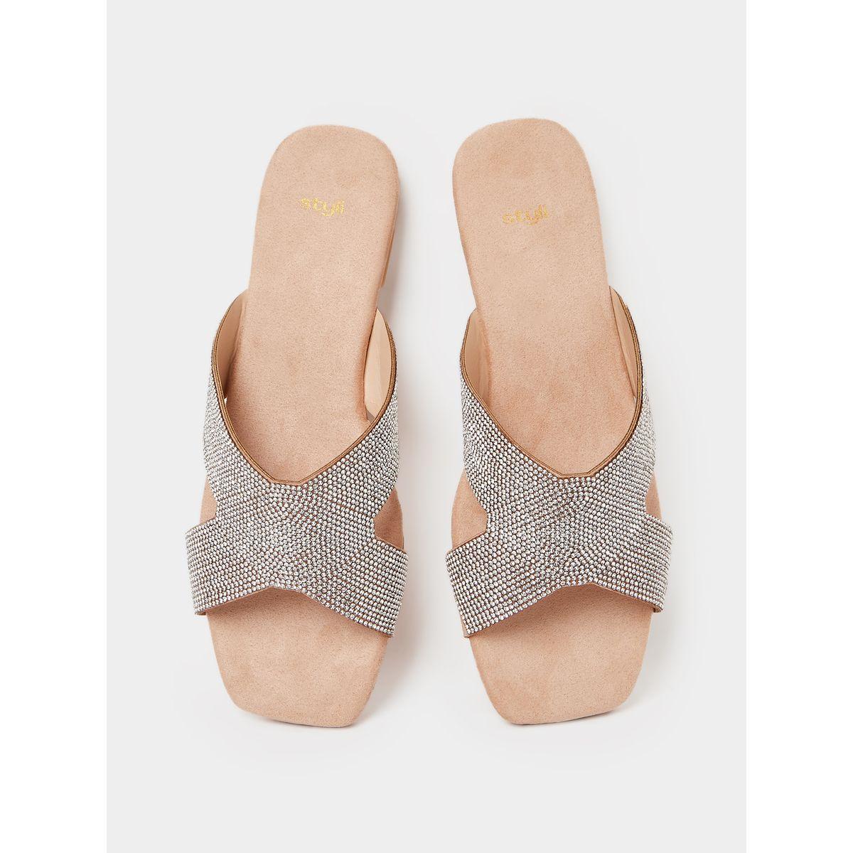Styli Embellished Cross Strap Flat Sandal -women-shoes-sandals-flats-image-6