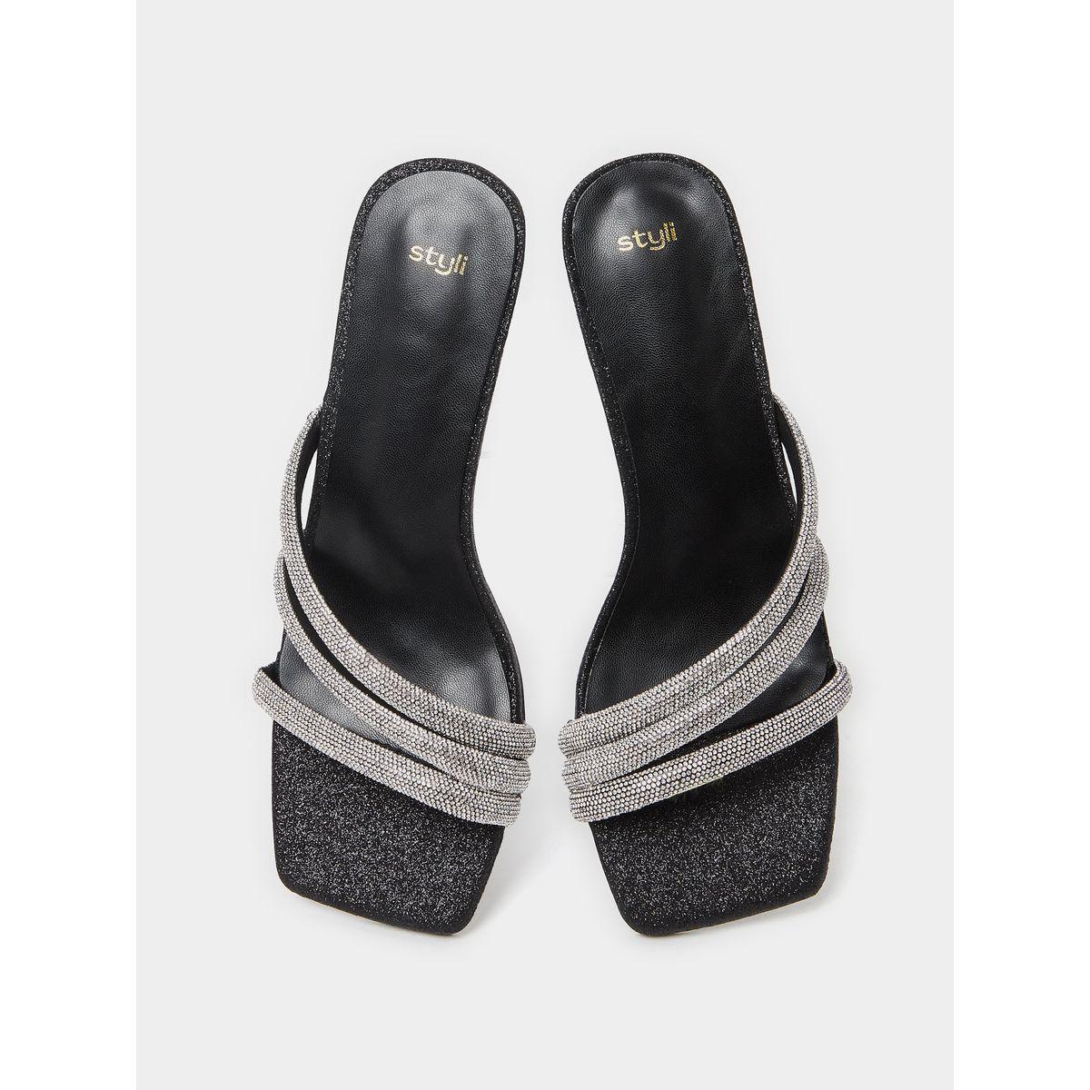 Styli Embellished Strap Spool Heel Sandals-women-shoes-heels-image-6
