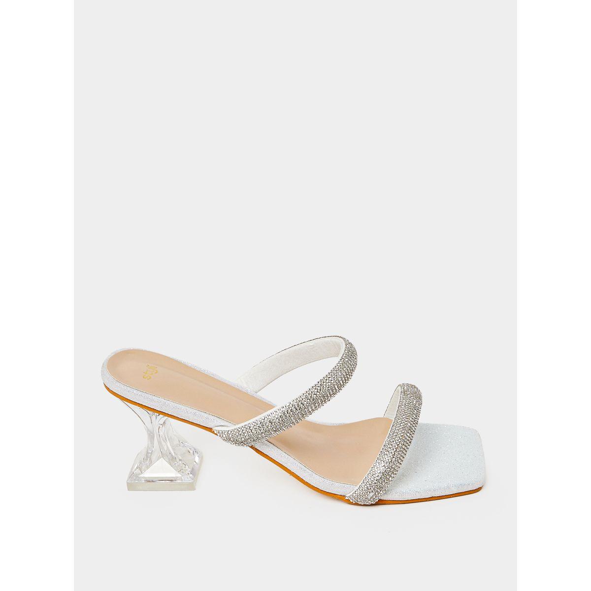 Styli Embellished Double Strap Block Heel Sandal-women-shoes-heels-image-1