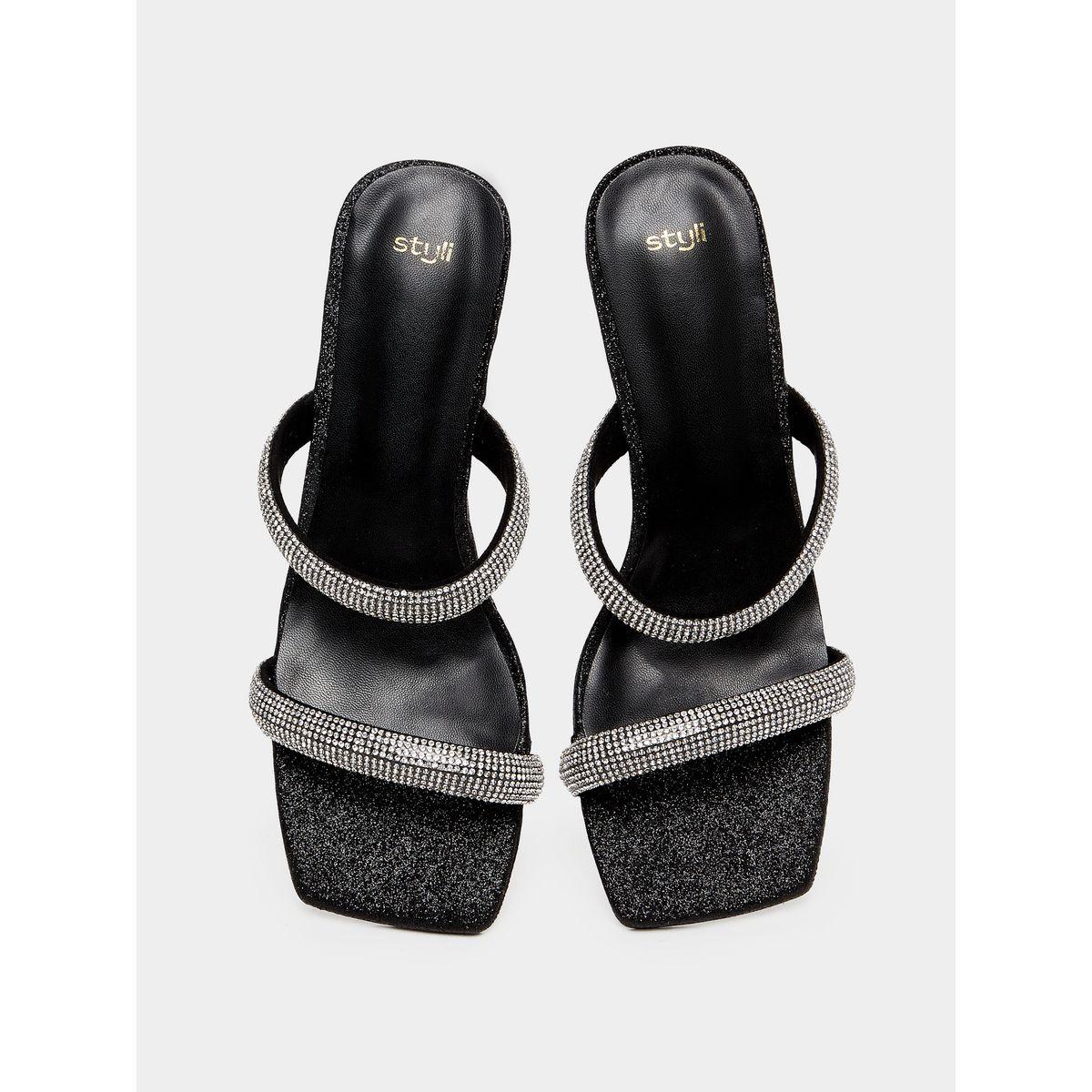 Styli Embellished Double Strap Block Heel Sandal-women-shoes-heels-image-6