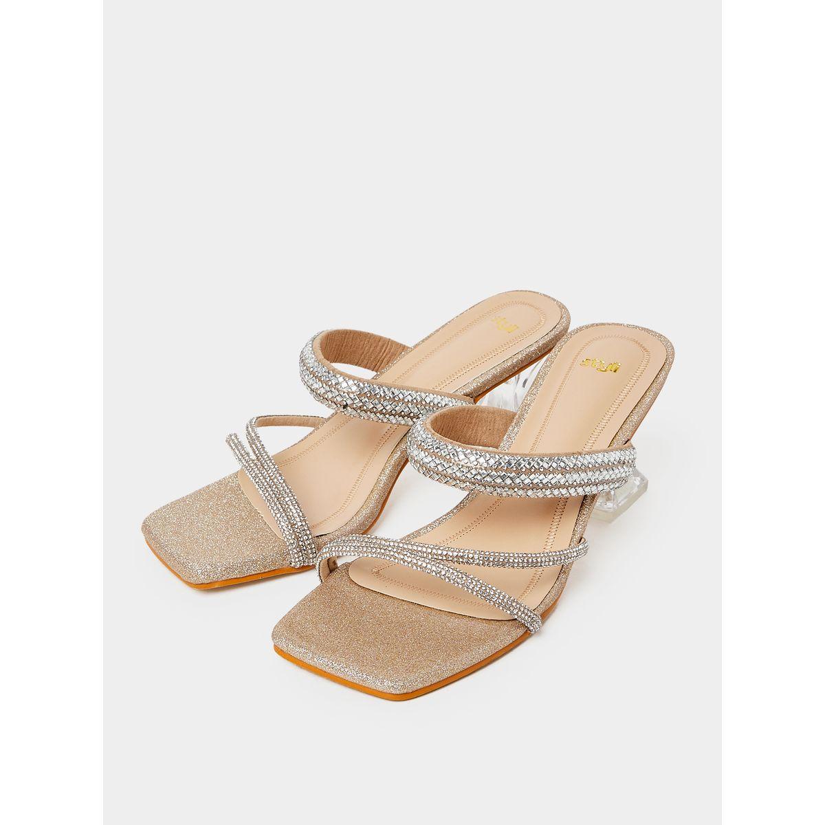 Styli Embellished Strap Detail Block Heel Sandals-women-shoes-heels-image-3