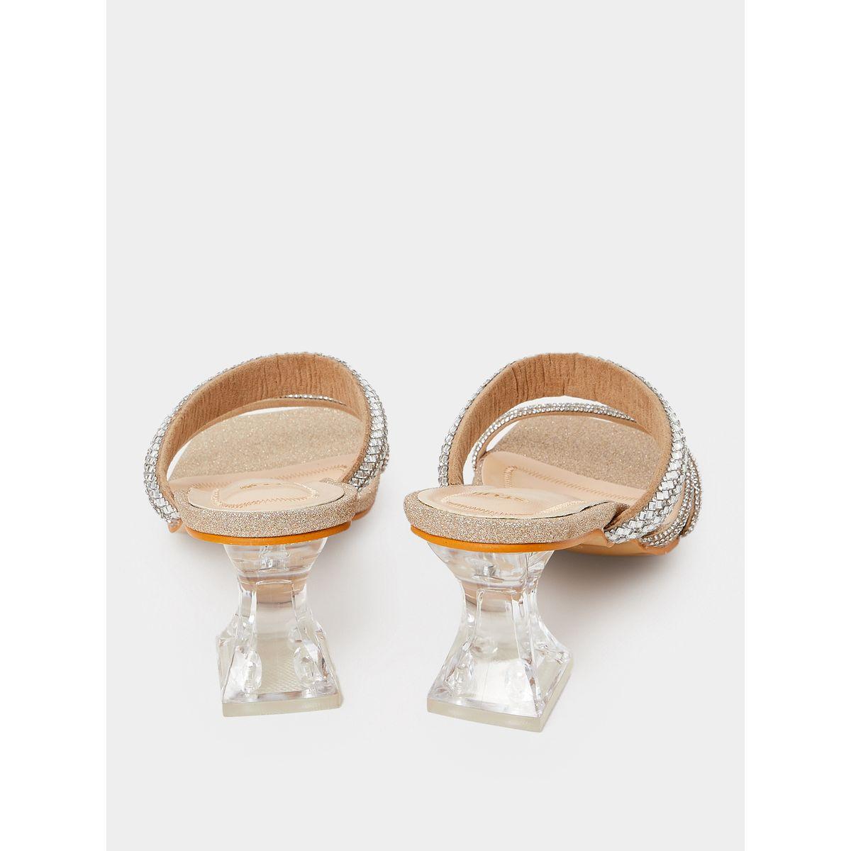 Styli Embellished Strap Detail Block Heel Sandals-women-shoes-heels-image-4