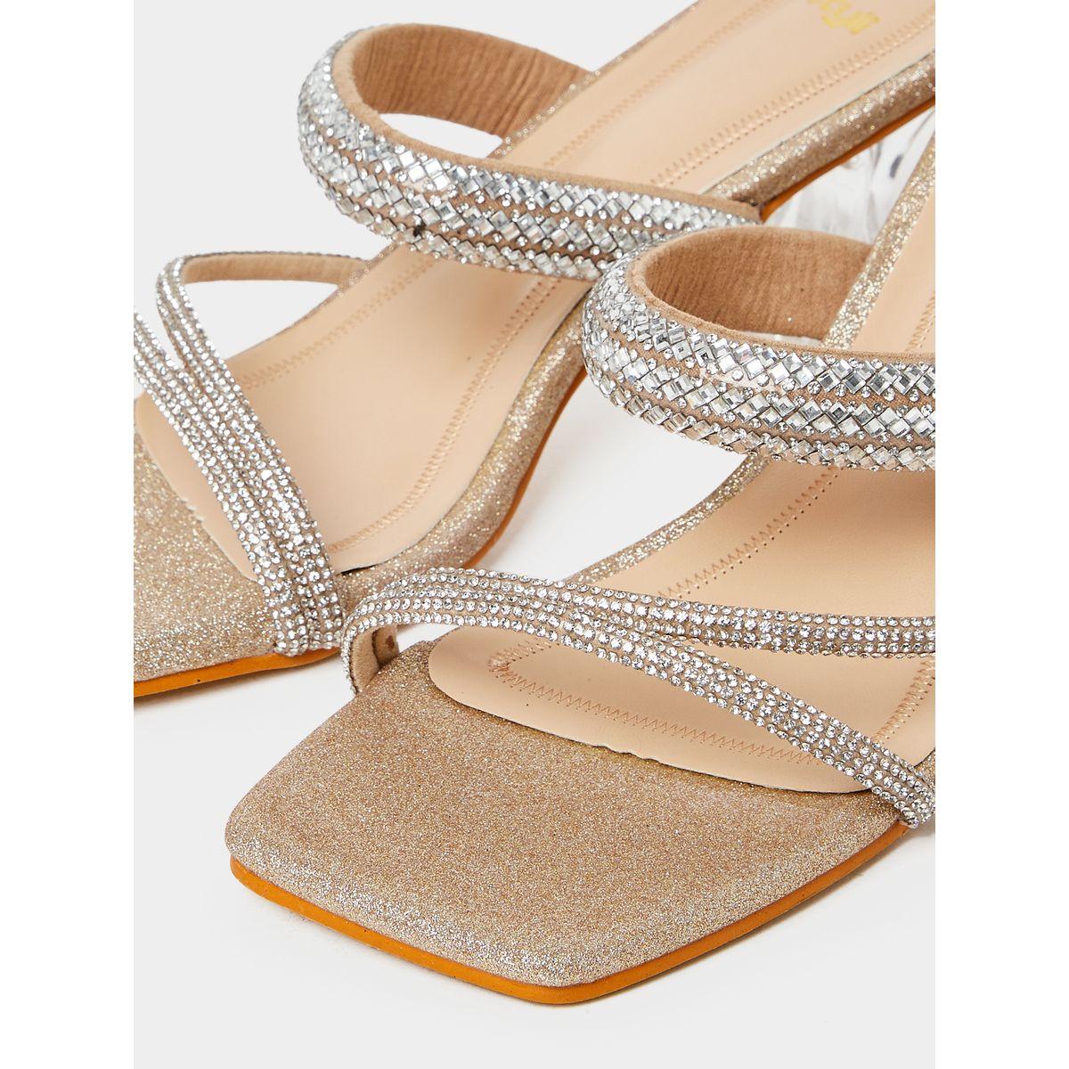 Styli Embellished Strap Detail Block Heel Sandals-women-shoes-heels-image-5