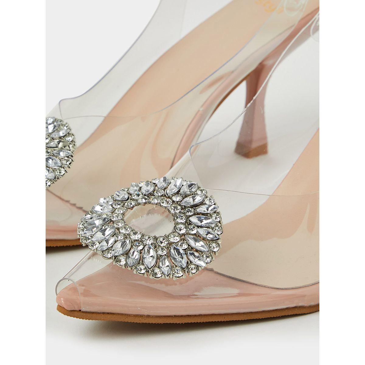 Styli Embellished Transparent Toe Mid Heel Pumps-women-shoes-heels-image-3