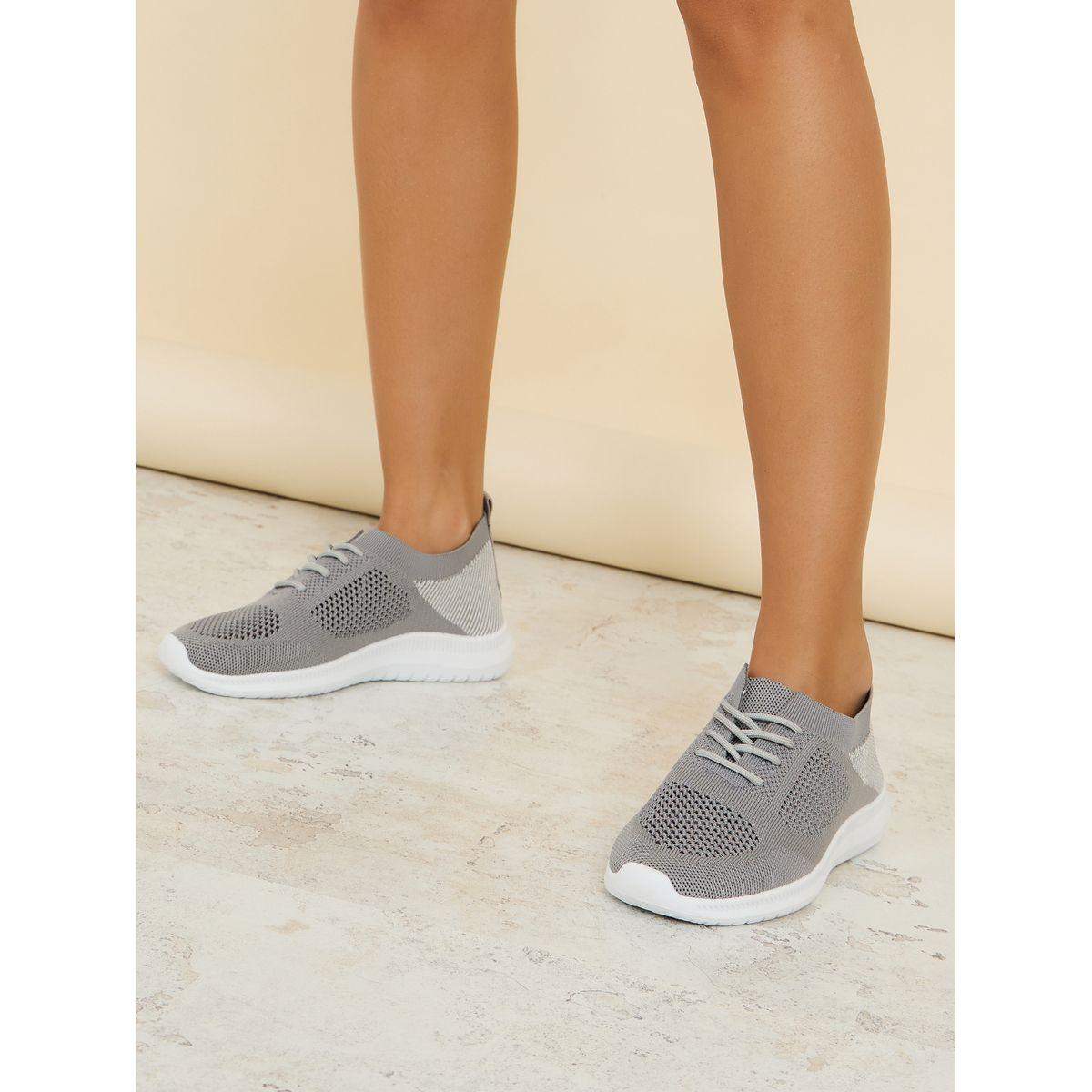 Styli Lace Detail Knitted Upper Sneakers-women-shoes-sneakers-image-2