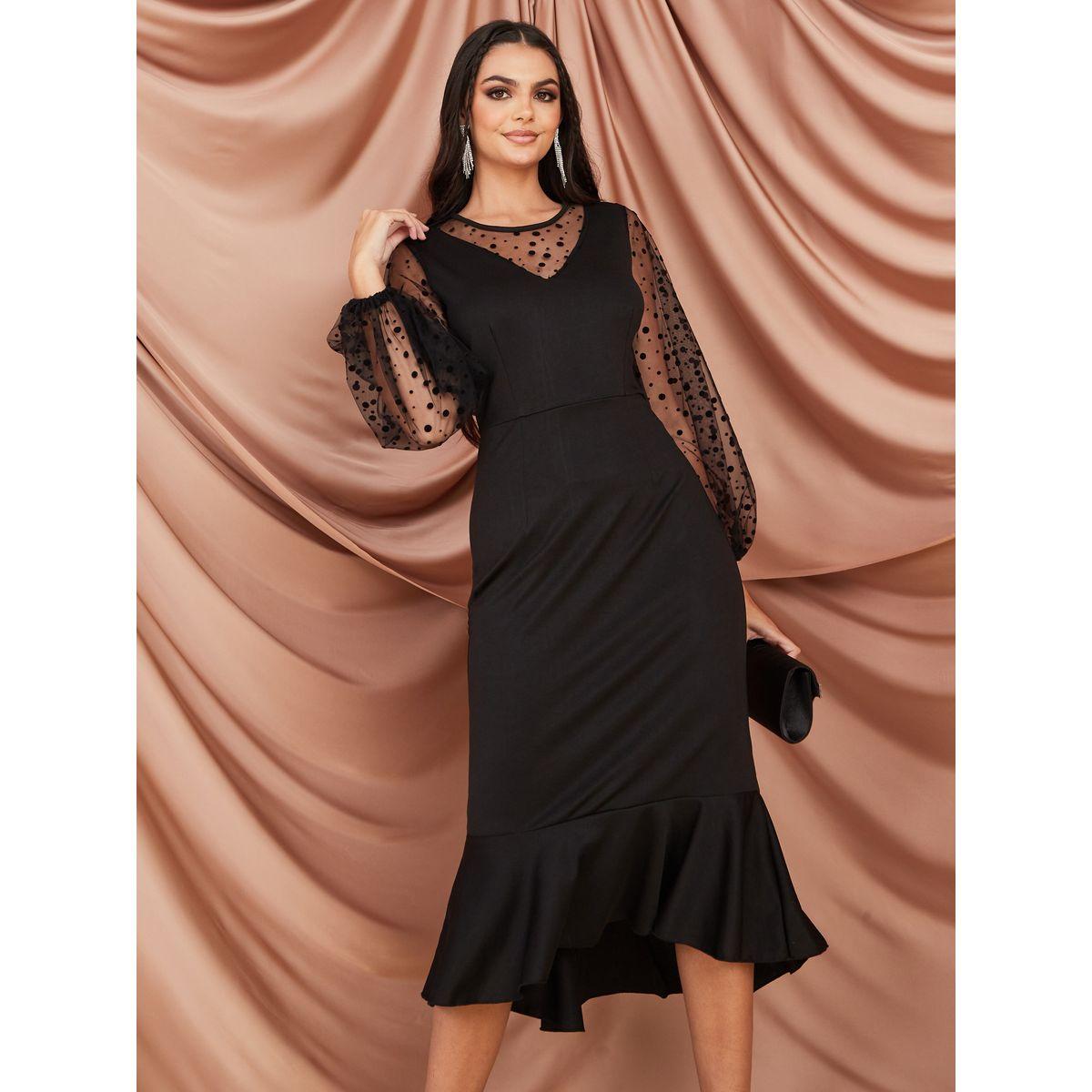 فستان ميدي بتداخلات شبكية-women-clothing-dresses-image-2