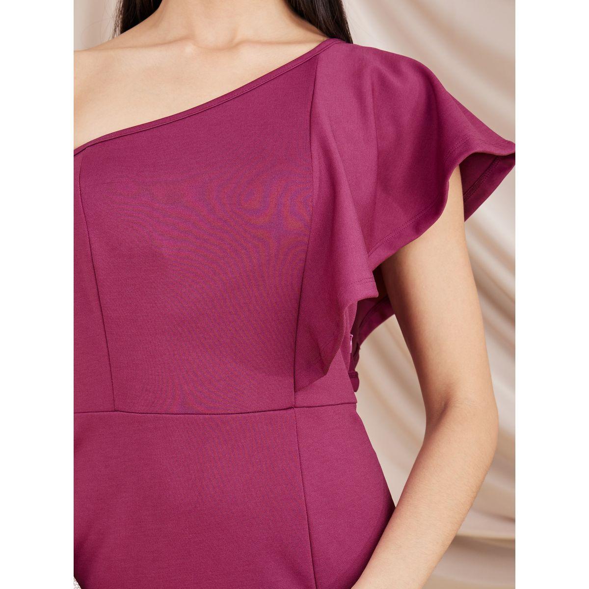 فستان ميدي بكتف واحد وكشكش-women-clothing-dresses-image-4