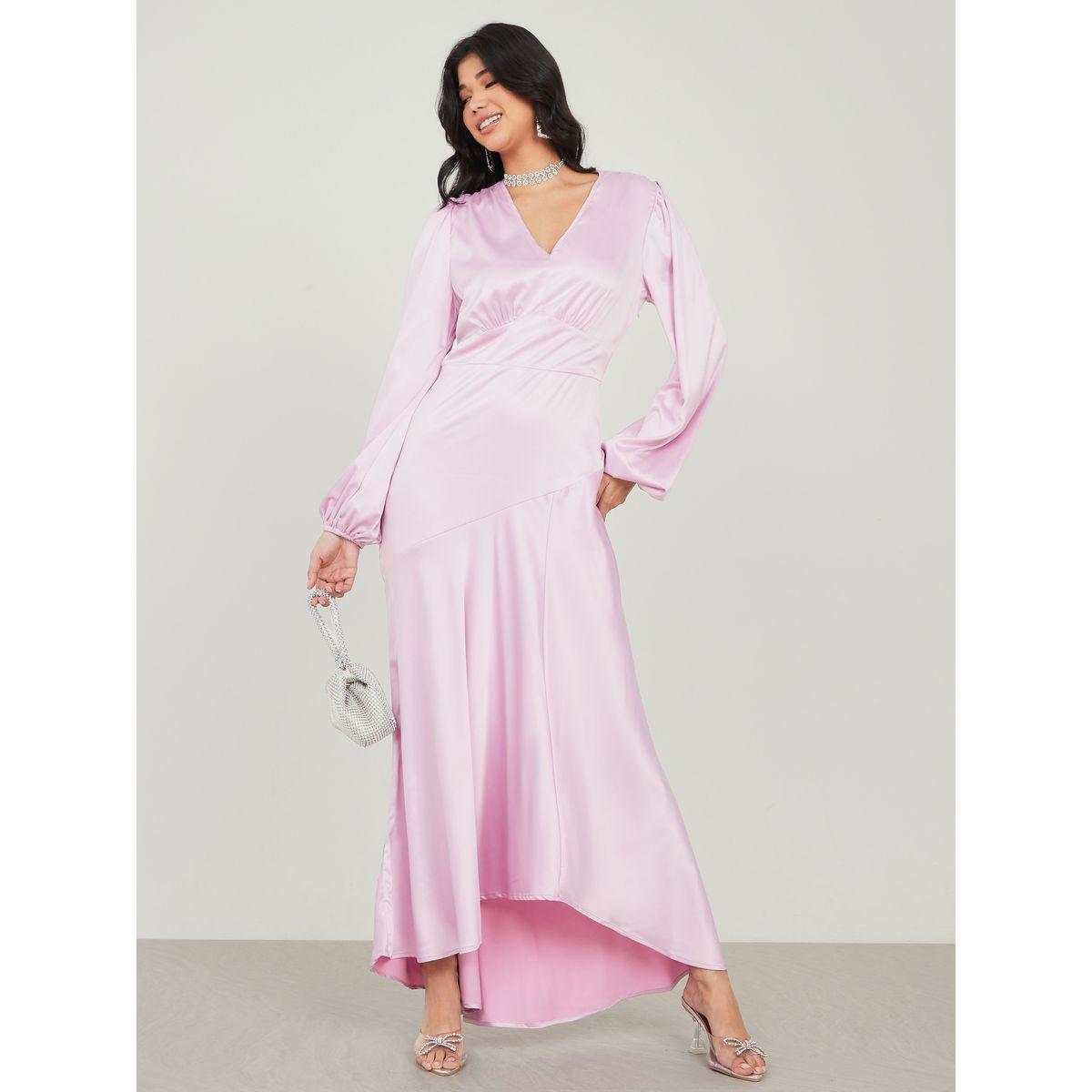 Styli Volume Sleeve High-Low Hem Maxi Dress-women-clothing-dresses-image-1