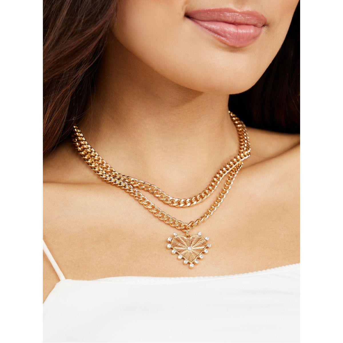 Styli Embellish Heart Pendant Layered Necklace-women-watchesandjewellery-jewellery-necklacesandpendants-image-1