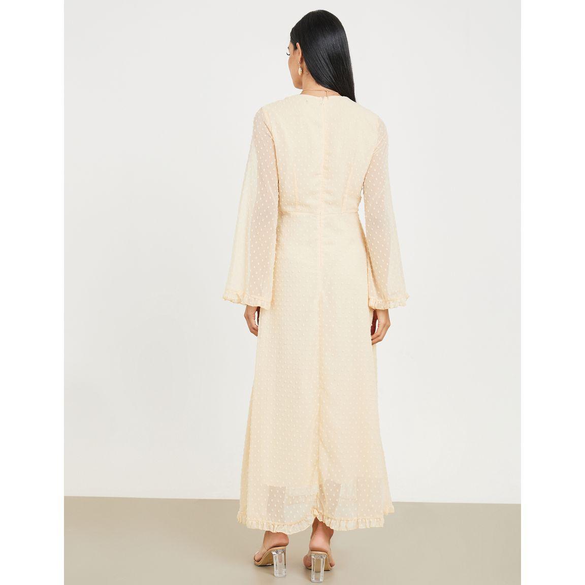 Styli Sheer Flute Sleeve Dobby Spot Wrap Front Maxi Dress-women-clothing-dresses-image-4