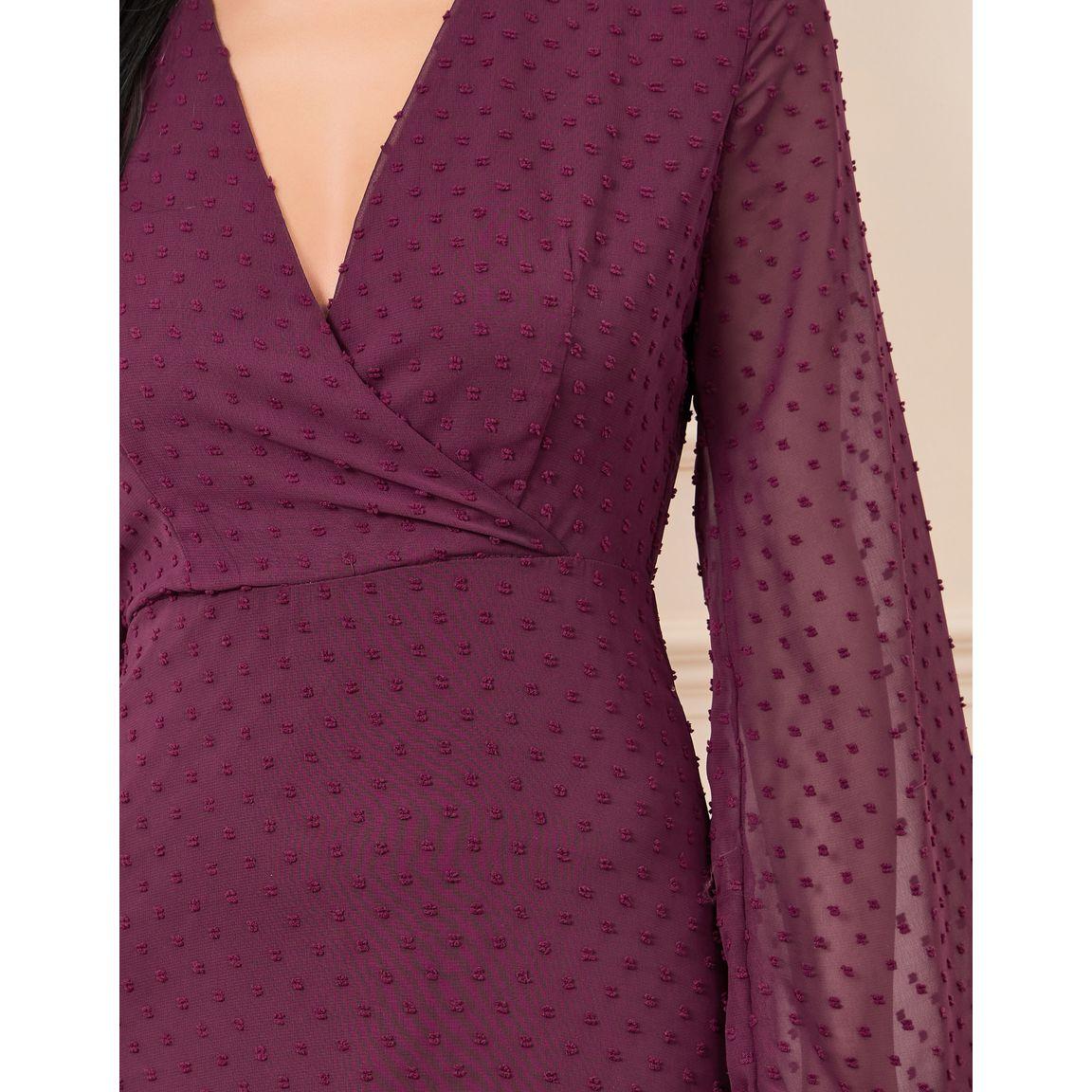 Styli Sheer Flute Sleeve Dobby Spot Wrap Front Maxi Dress-women-clothing-dresses-image-3