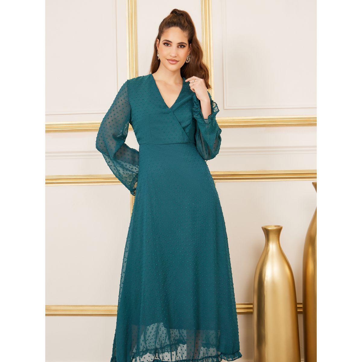 فستان ماكسي من ستيلي دوبي بتريم مكشكش على شكل أ لاين-women-clothing-dresses-image-2