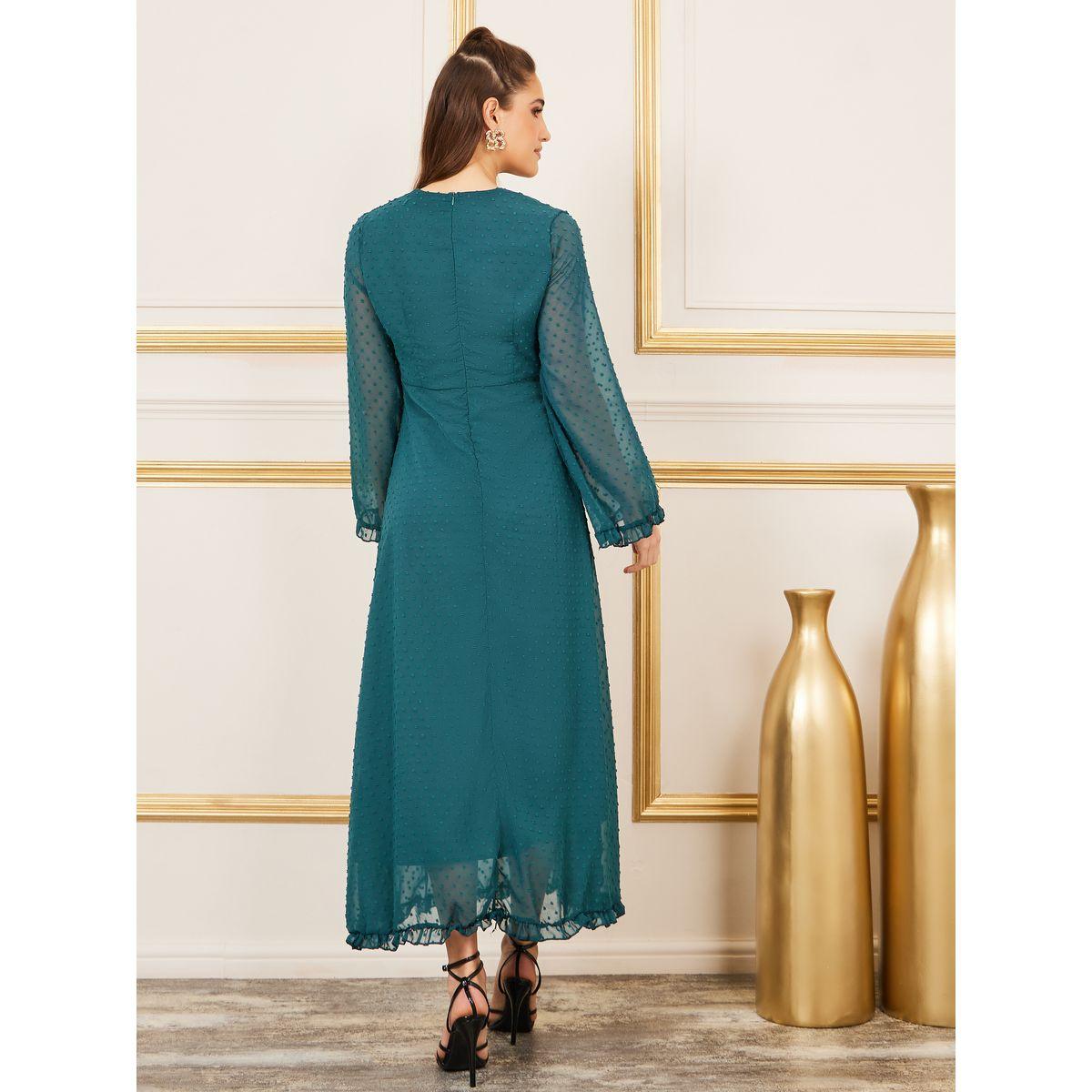 فستان ماكسي من ستيلي دوبي بتريم مكشكش على شكل أ لاين-women-clothing-dresses-image-4