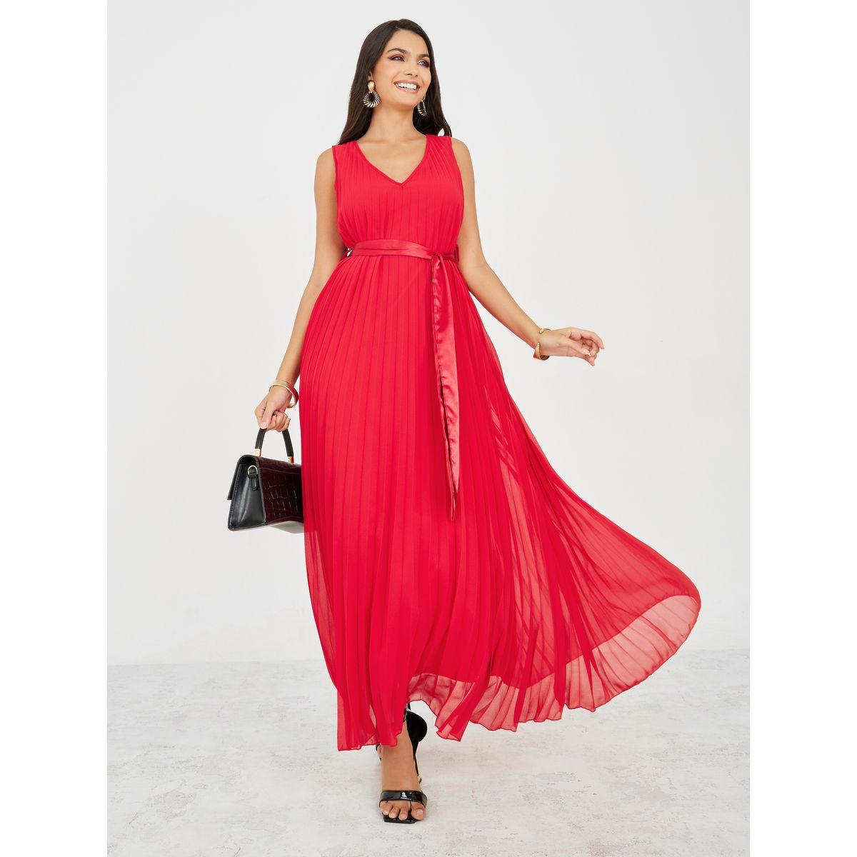 Styli Sleeveless Plated A-Line Maxi Dress-women-clothing-dresses-image-1