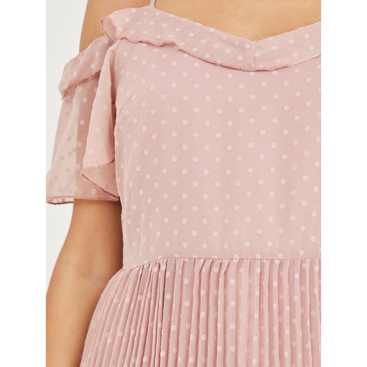 Styli Dobby Cold Shoulder Accordion Pleated A-Line Midi Dress-women-clothing-dresses-image-3