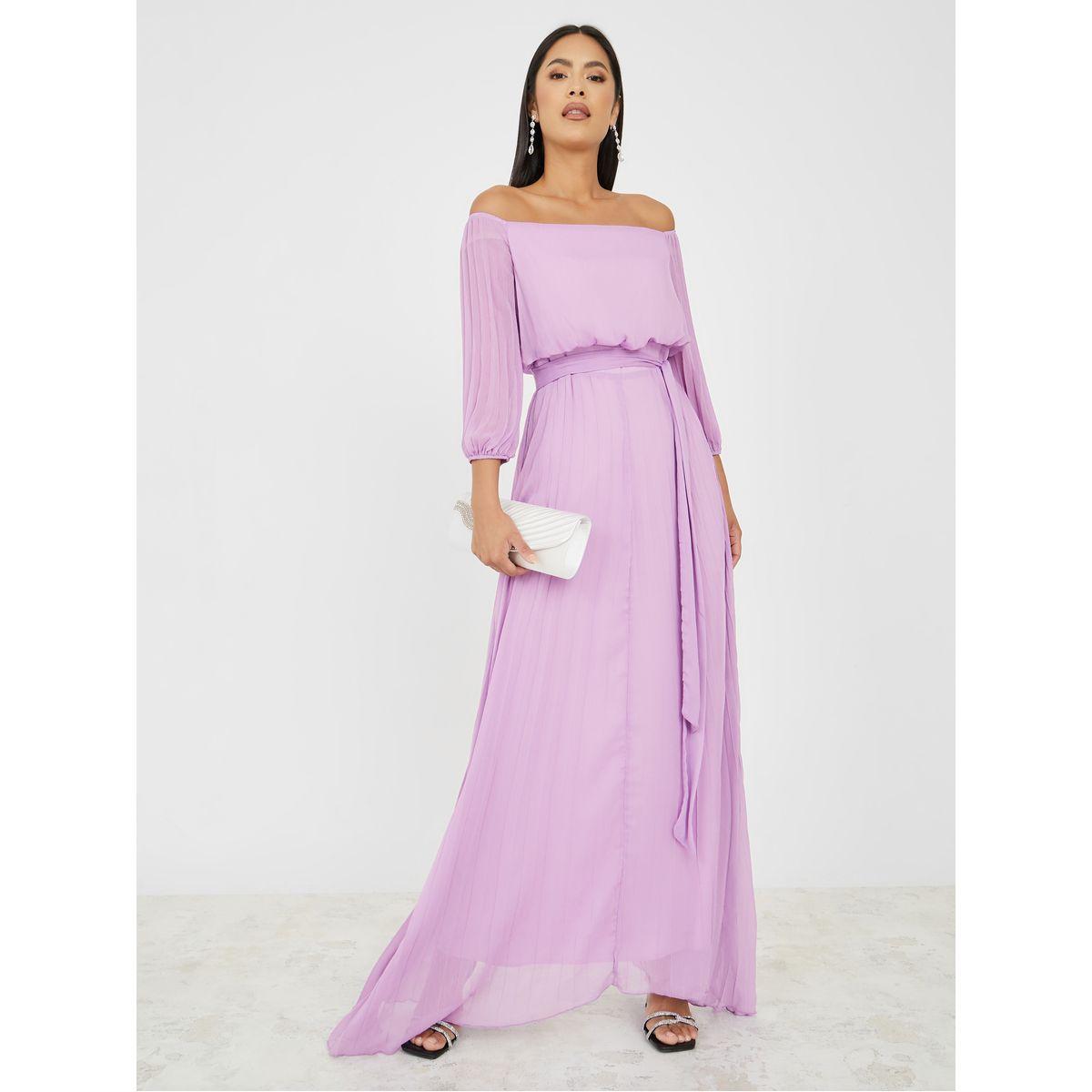 Styli Self Tie Belt A-Line Maxi Dress-women-clothing-dresses-image-1