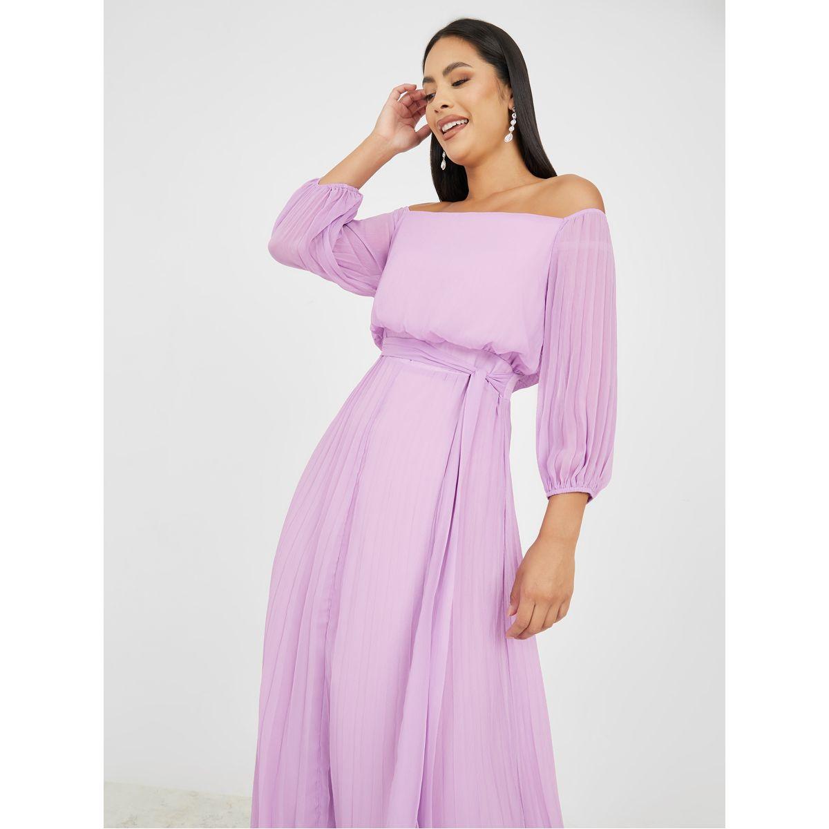 Styli Self Tie Belt A-Line Maxi Dress-women-clothing-dresses-image-2