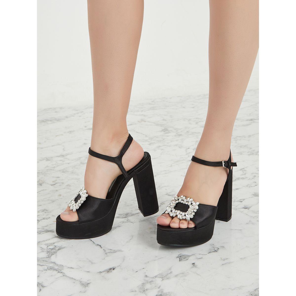 Styli Chunky Flower Embellished Block Heel Sandal-women-shoes-heels-image-1