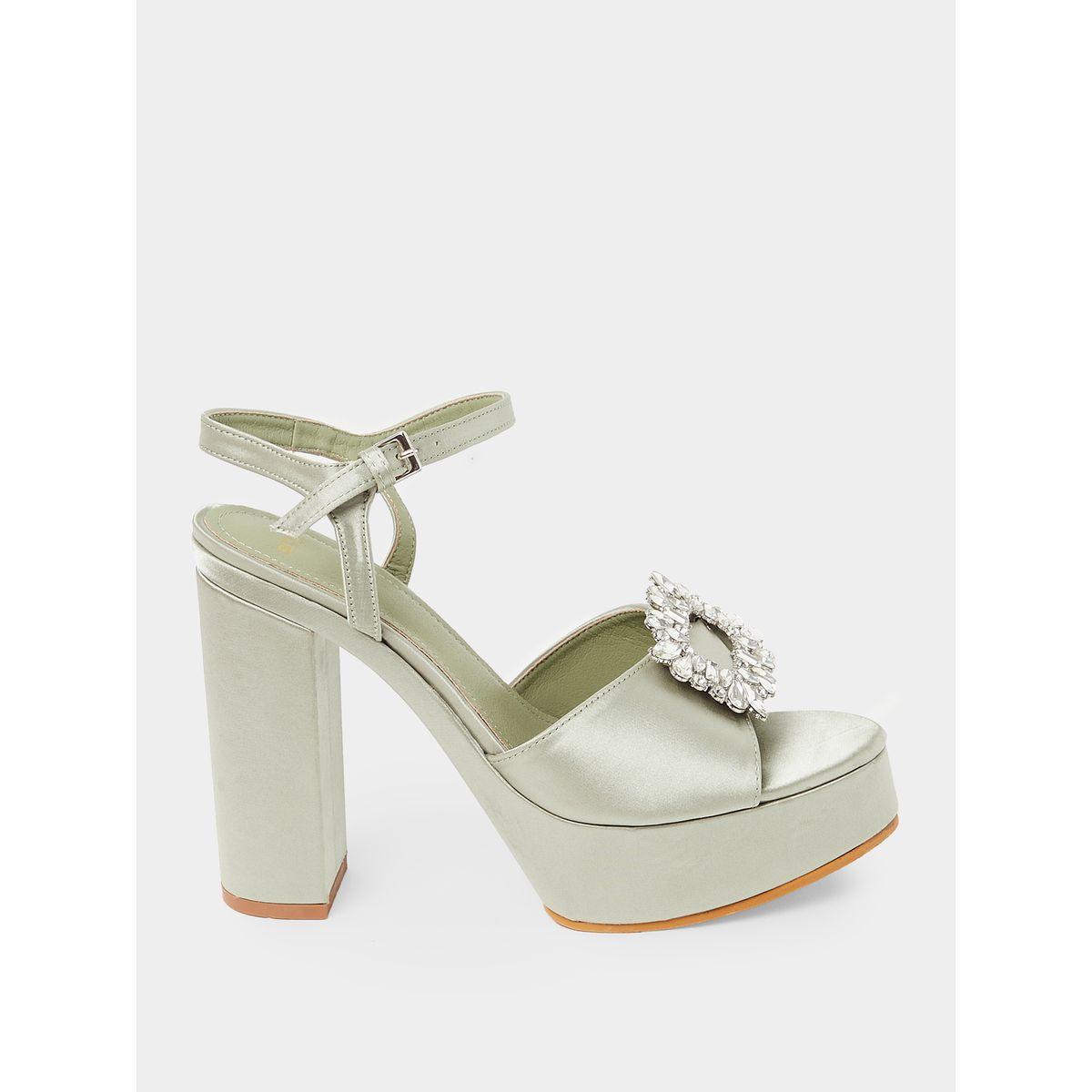 Styli Flower Embellished Platform Heel Sandals-women-shoes-heels-image-1